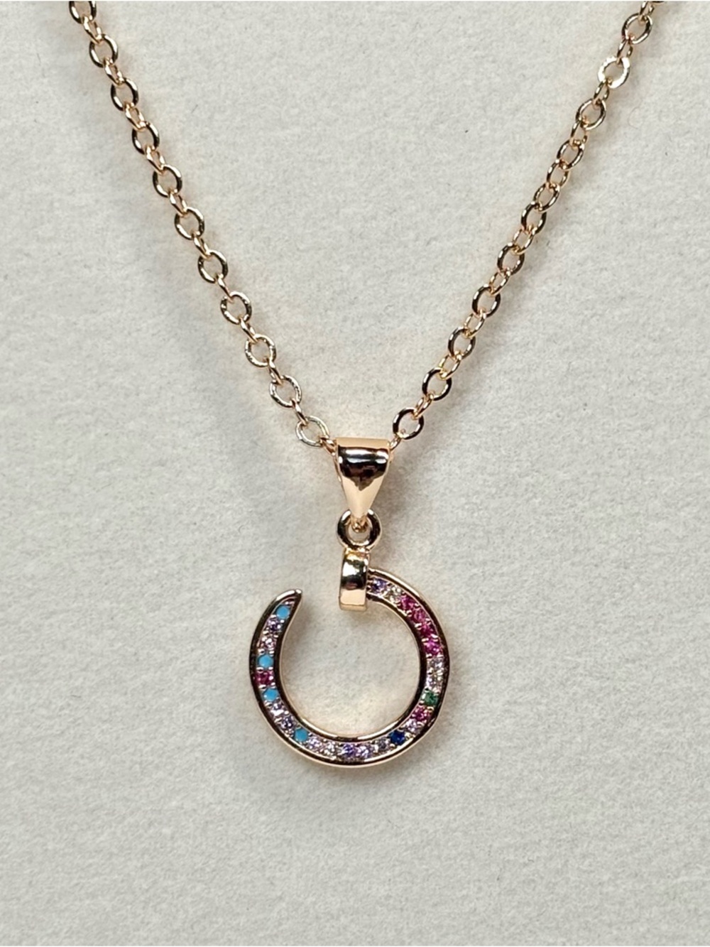 18k rose gold-plated multicolored pendant necklace